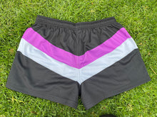 Load image into Gallery viewer, NTNT STRIPE FOOTY SHORTS - Black/Purple/White

