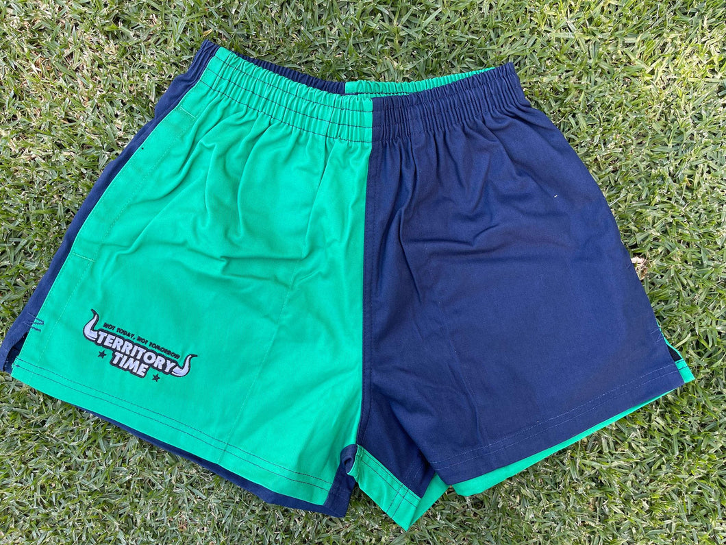 NTNT COTTON FOOTY SHORTS - Navy & Green