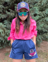 Load image into Gallery viewer, TERRITORY TIME "3SUM" FOOTY SHORTS - Navy, White &amp; Pink Combo
