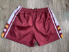 TERRITORY TIME "3SUM" FOOTY SHORTS - Maroon, White & Yellow Combo