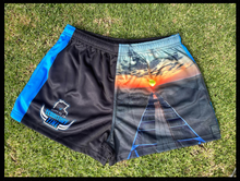 Load image into Gallery viewer, TERRITORY TIME SUNRISE FOOTY SHORTS - BLUE STRIPE
