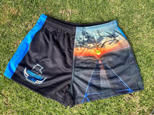 Load image into Gallery viewer, TERRITORY TIME SUNRISE FOOTY SHORTS - BLUE STRIPE
