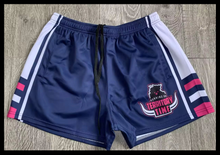 Load image into Gallery viewer, TERRITORY TIME &quot;3SUM&quot; FOOTY SHORTS - Navy, White &amp; Pink Combo
